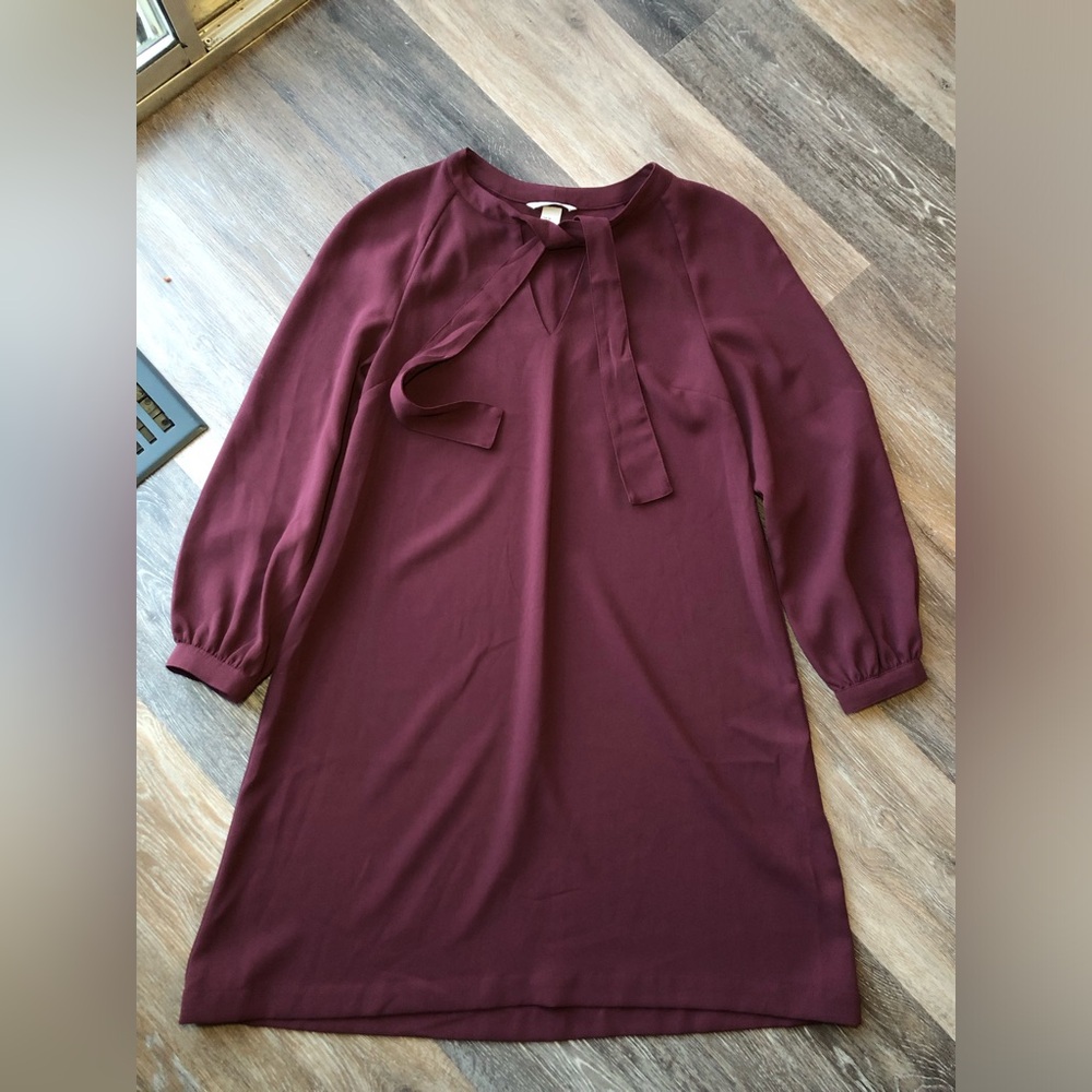H&M Deep Burgundy Long Sleeve Dress Womens Size 6